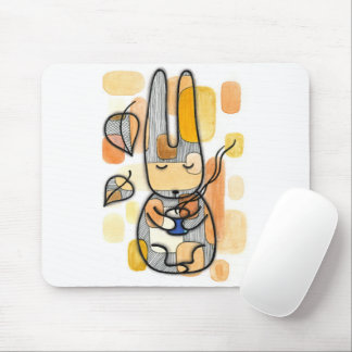 もこもこ秋うさぎマウスパッド マウスパッド