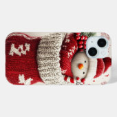 もこもこ編み雪だるま クリスマス・ストッキング Case-Mate iPhoneケース (裏面 (横))