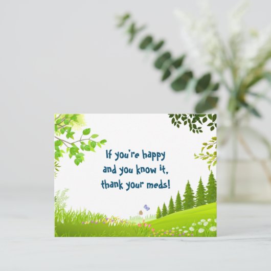 もしあなたが幸せでそれを知っているなら、木にジョークを言う ポストカード (スタンド正面)