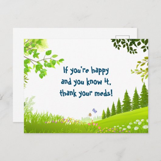 もしあなたが幸せでそれを知っているなら、木にジョークを言う ポストカード (正面/裏面)