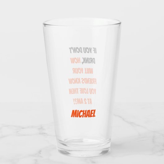 もしおおもしろい酒を飲まない引用文カスタムビール タンブラーグラス (裏面)