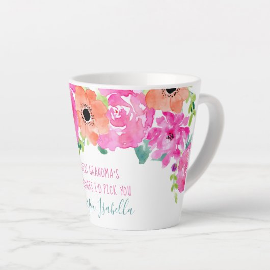 もしおばあちゃんの花の詩のかわいらしフローラ カフェラテマグ (右アングル)