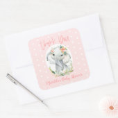 もしもし小さい感謝してい一人より象の赤ちゃんシャワー スクエアシール (封筒)