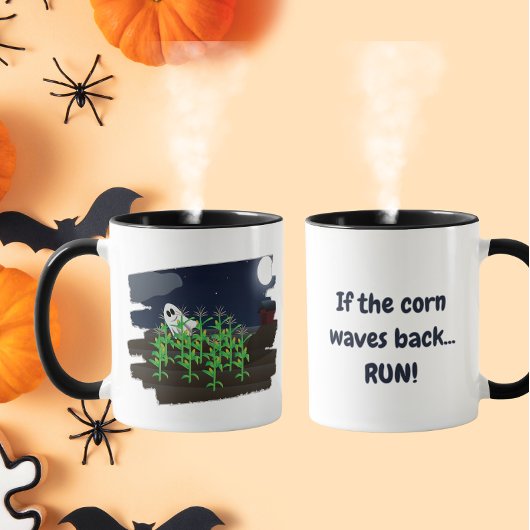 もしもトウモロコシが手を振り返したら Funny Halloween Ghost マグカップ