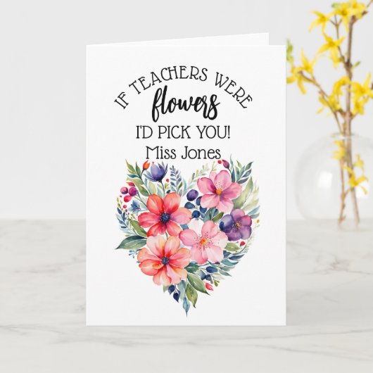 もし先生が花だったらあなたを選ぶよ ありがとう カード (黄色い花)