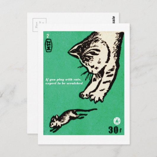 「もし猫を飼っているなら、引っ掻かれると思う」 ポストカード (正面/裏面)