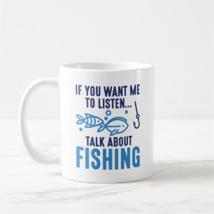 もし魚釣りの話聞せ コーヒーマグカップ