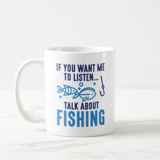もし魚釣りの話聞せ コーヒーマグカップ (左)