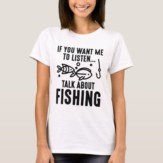もし魚釣りの話聞せ Tシャツ (正面)