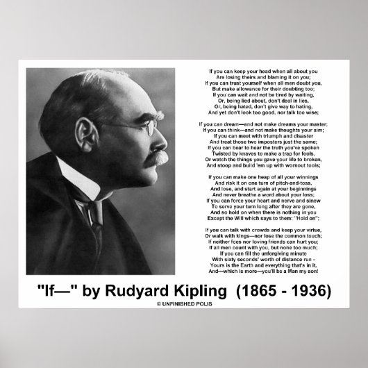 もしRudyard Kiplingの詩(Kipling写真) ポスター (正面)
