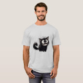 もじゃもじゃ黒猫の笑顔 ✨🐾🖤 Tシャツ (正面フル)