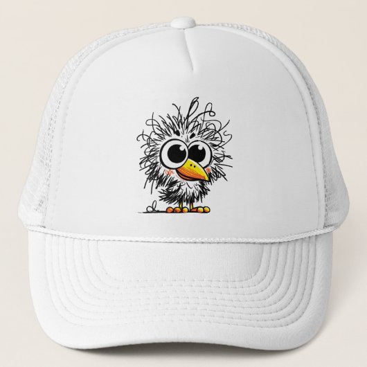 もじゃ鳥: かわいい・おもしろいアート キャップ (正面)