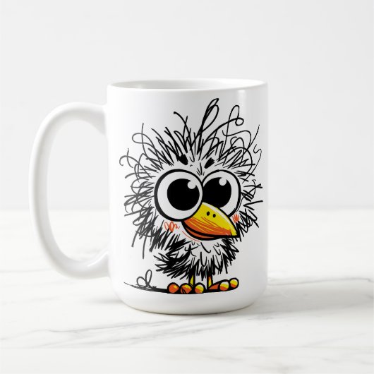 もじゃ鳥: かわいい・おもしろいアート コーヒーマグカップ (左)