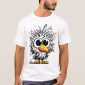もじゃ鳥: かわいい・おもしろいアート Tシャツ (正面)