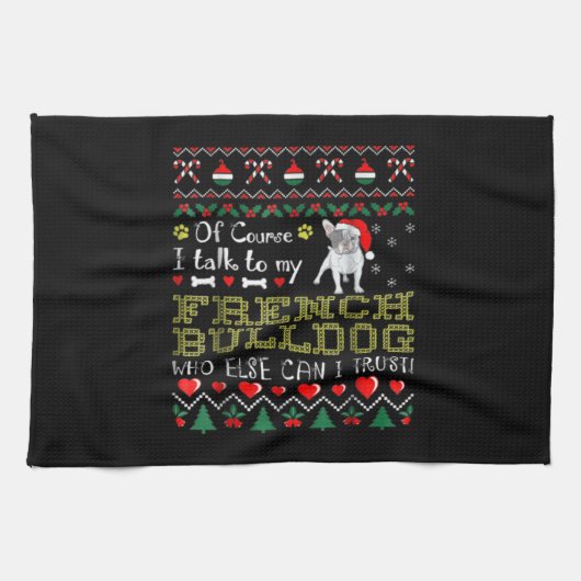 もちろんブルドッグと話し合フランスのう キッチンタオル (横)