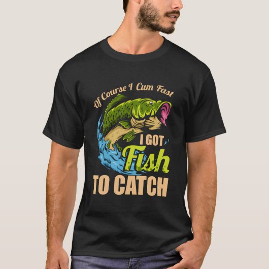 もちろん来早く釣得って魚釣り Tシャツ (正面)