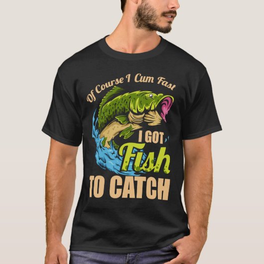 もちろん来早く釣得って魚釣り Tシャツ (正面)