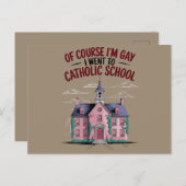もちろん私はゲイでカトリック学校に行ったおもしろい ポストカード (正面/裏面)