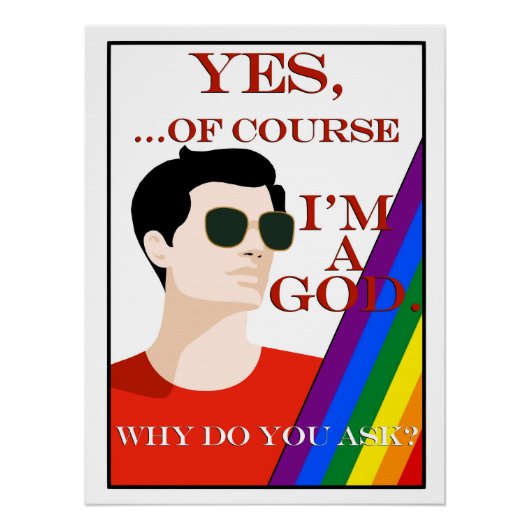 もちろん私は神のレトロヴィンテージゲイプライド男性 ポスター (正面)