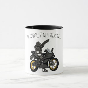 もちろん聞いてるよ… バイクの面白グッズ マグカップ