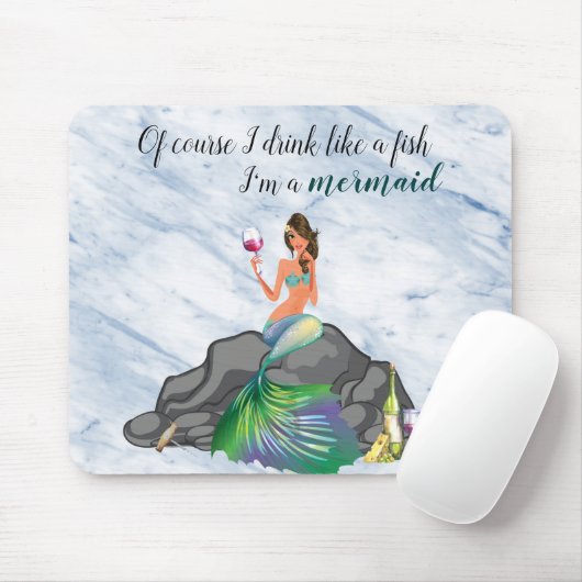 もちろん飲む私はマーメイドワインかわいい マウスパッド (マウス)