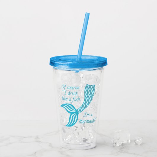 もちろん魚みたいに飲むし人魚だよ アクリルタンブラー (アイス裏面)