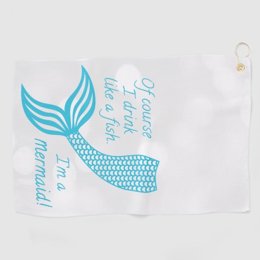 もちろん魚みたいに飲むし人魚だよ ゴルフタオル (横)