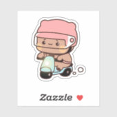 もちブラウニーベアーバイク乗り シール (シート)