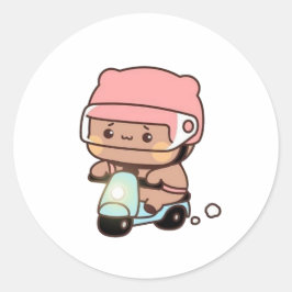 もちブラウニーベアーバイク乗り ラウンドシール