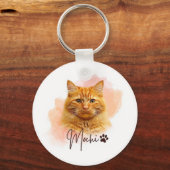 もち猫のキーチェーン - 可愛い猫好きのためのアクセサリー キーホルダー (裏面)