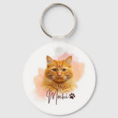 もち猫のキーチェーン - 可愛い猫好きのためのアクセサリー キーホルダー (裏面)