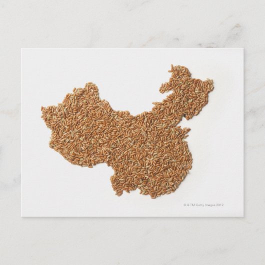 もち米で作られた本土中国の地図 ポストカード (正面)