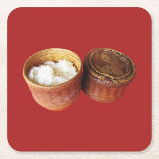 もち米[カオニアオ]タイラオフード スクエアペーパーコースター (正面)