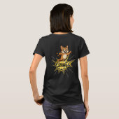 もっさりアクティブな猫のミーム デザイン Tシャツ (裏面フル)
