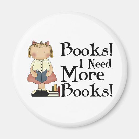 もっとおもしろい本が要るTシャツ マグネット (正面)
