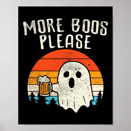 もっとお化けを!幽霊ビール レトロハロウィン 飲み ポスター (正面)