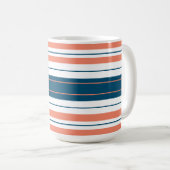 もっとお茶をお願いコーラルブルーストライプズ沿岸モダン コーヒーマグカップ (正面右)