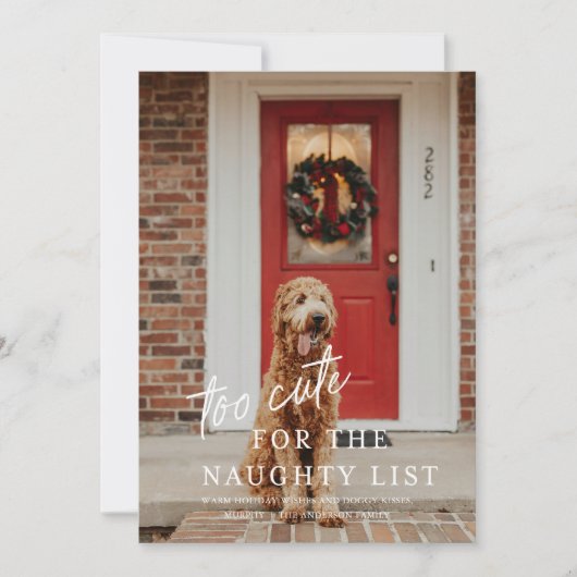もっとかわいい子は悪い子リストから除外される ペット写真のホリデー 招待状 (正面)