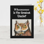 もっとも偉大アンクル誕生日おもしろいフクロウ カード (黄色い花)