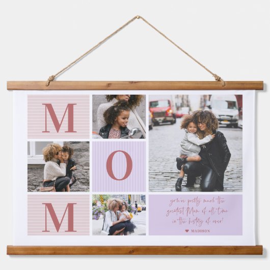 もっとも偉大母 |カラーブロックフォトコラージュ 吊り下げ型タペストリー (正面)