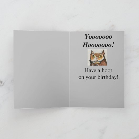 もっとも偉大甥誕生日おもしろいフクロウ野生生物 カード (内部)