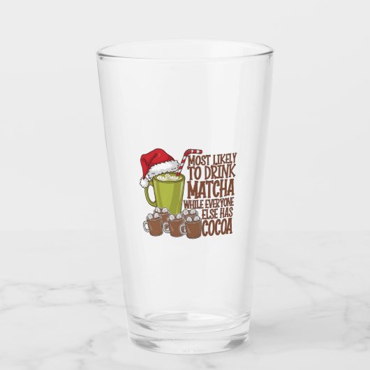 もっとも抹茶を飲んで「エルフ」クリスマスを見る タンブラーグラス (正面)