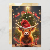 もっとキュートなハイランド牛のカントリークリスマス シーズンカード (正面/裏面)