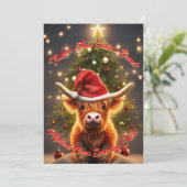 もっとキュートなハイランド牛のカントリークリスマス シーズンカード (スタンド正面)