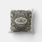 もっとコーヒーをお願い、ヴィンテージスタイル装飾用クッション クッション (正面)