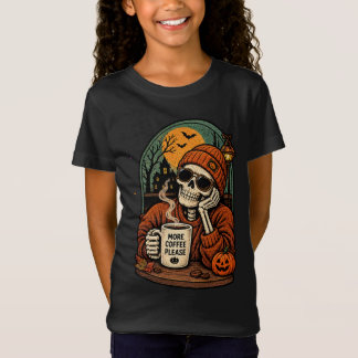 もっとコーヒーを スケルトン 秋 紅葉 スパイキー モード Tシャツ