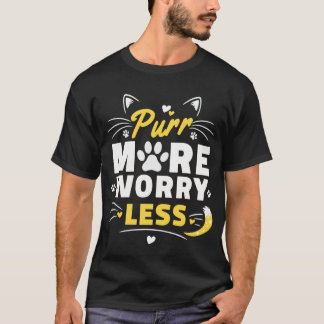 もっとゴロゴロ、もっとリラックス 猫好きのためのタイポグラフィ Tシャツ