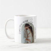 もっとモダン喜びを期待するベビー写真クリスマス コーヒーマグカップ (左)