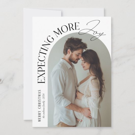 もっとモダン喜びを期待するベビー写真クリスマス シーズンカード (正面)