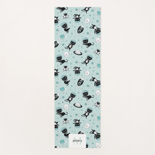 もっとモダン宇宙の黒猫の柄が必要 ヨガマット (正面)